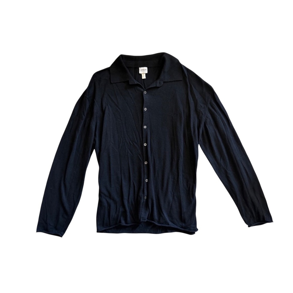 Vintage Giorgio Armani Collezioni Women's Cardigan Button Down Size Large Black